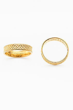 Aliança De Ouro 18k - 3D Cubos 5,00MM