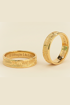 Aliança De Ouro 18k - 3D Difração 5,00MM