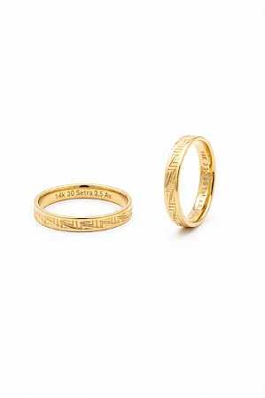 Aliança De Ouro 18k - 3D Setas 3,50MM