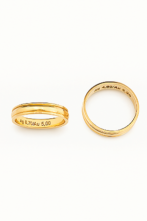 Aliança De Ouro 18k - Saturno Meia Cana 5,00MM