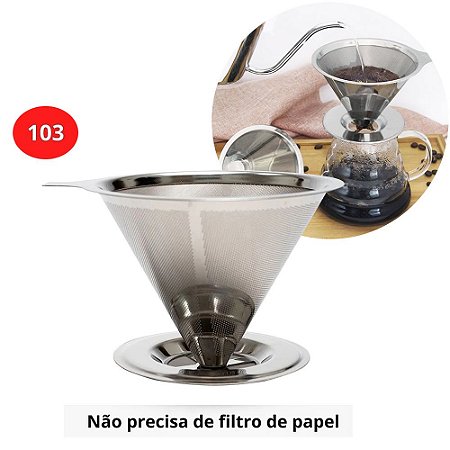 Filtro Coador De Café Aço Inox Sem Uso De Papel N 103 Grande - Loja Nodeck  | Grandes Ofertas