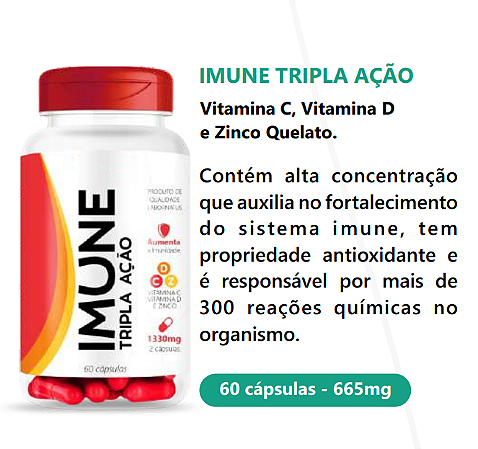 Imune Tripla Ação (Vit C, D, Zn)