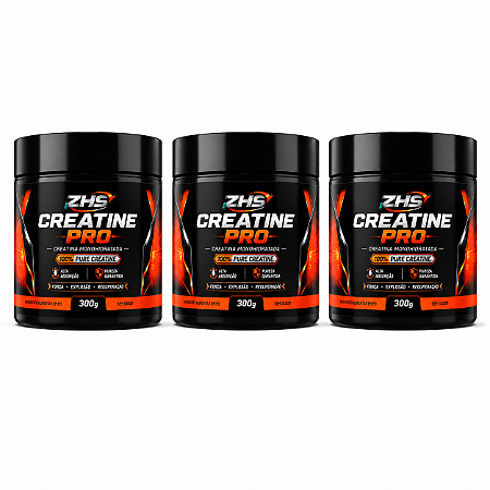 CREATINA PRÓ ZHS - MONOHIDRATADA - 300g (kit com 3 unidades)