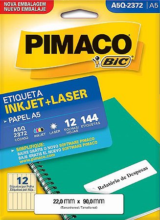 ETIQUETA INKJET/LASER A5 22,0 x 90,0 C/12 FLS PIMACO A5Q-2372