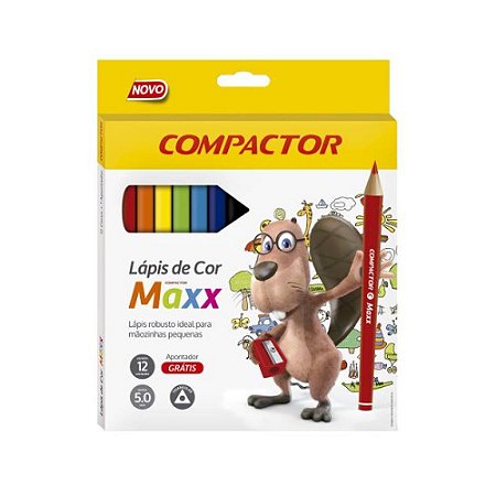 LÁPIS DE COR C/12 CORES + APONTADOR COMPACTOR MAXX 2058000