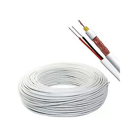 Cabo Coaxial Megatron Dupla Blind 4mm + 2 AWG 100m Branco