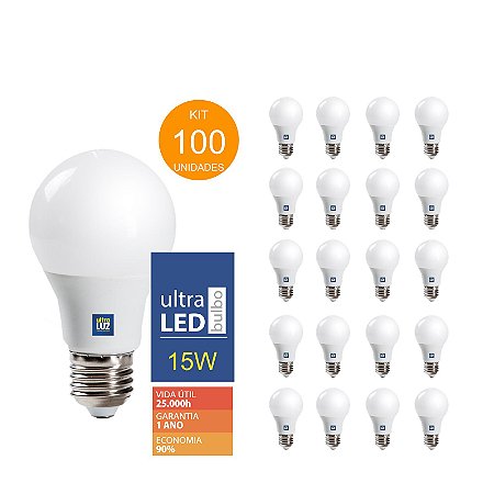 KIT 100 Unidades - LED 15W Branca