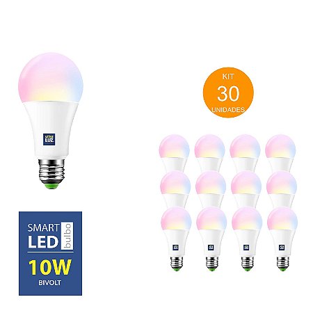 KIT 30 Unidades - Smart  Bulbo 10W RGB