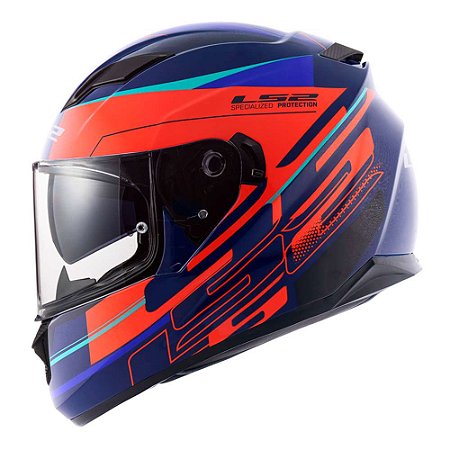 Capacete LS2 FF320 Stream Ixel Laranja/Azul - Flavio Motos