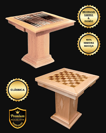 Mesa Gamão, Xadrez & Damas 100% Madeira Maciça Clássica Funcional