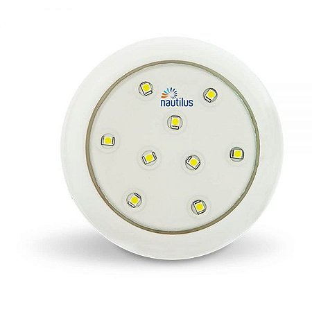 LUMINARIA LED AZUL 9W 12V CORPO BR 80MM - ROSCA FIX. BSP NAUTILUS - P/PISCINAS