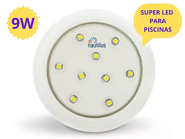 LUMINARIA LED BRANCO QUENTE 9W 12V 80MM ROSCA  BSP NAUTILUS P/ PISCINAS
