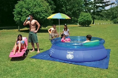 PISCINA INFLÁVEL REDONDA AZUL EM VINIL 2.400 LITROS - MOR