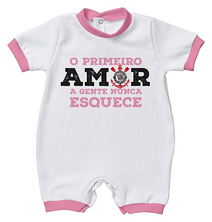Macacão Bebê Corinthians Primeiro Amor Rosa - MODINHA BABY STORE
