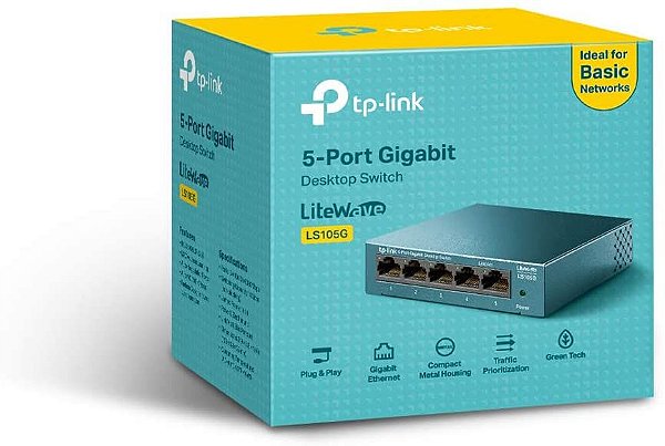 SWITCH 5 PORTAS TP-LINK LITEWAVE LS105G GIGABIT 10/100/1000 CASE METAL