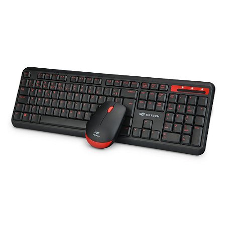 KIT TECLADO E MOUSE SEM FIO WIRELESS C3TECH K-W100BK