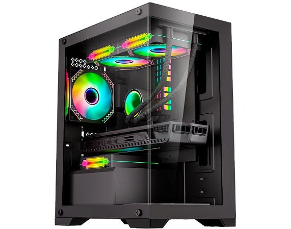 GABINETE GAMER K-MEX AQUÁRIO POSEIDON MICRO ATX CG-12H5 PRETO