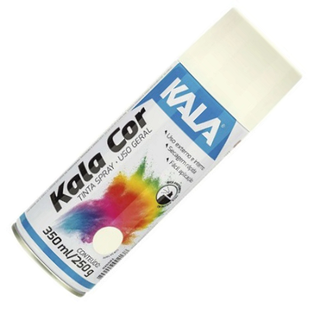 Tinta Spray Branco Fosco Kala Color Uso Geral 350ml Kala Aerossol Secagem Rápida Gesso Cerâmica Aerosol