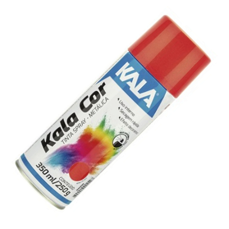 Tinta Spray Vermelho Metalico Kala Color 350ml Kala Aerossol Secagem Rápida Gesso Cerâmica Aerosol