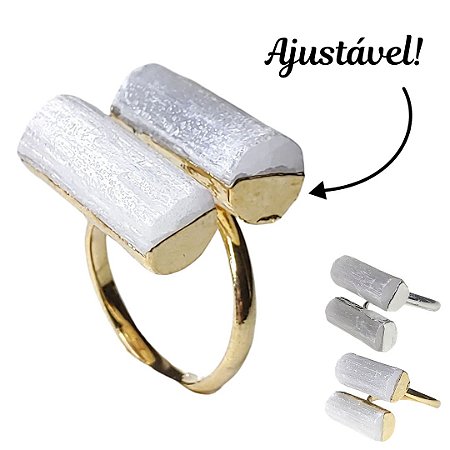 Anel de Cristal Selenita Natural Pedra Cristal Anel Cigano da Purificação Coisas Místicas