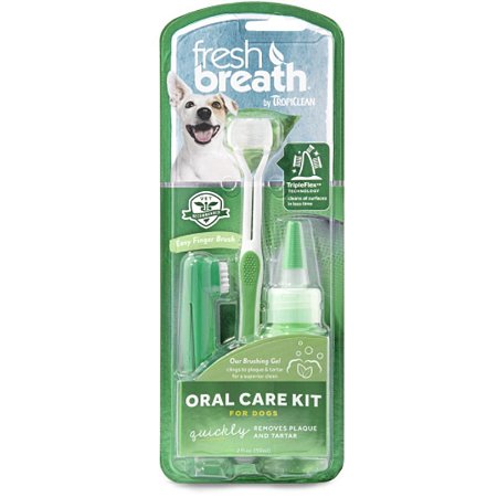 Kit Escova de Dente - Tropiclean Fresh Breath Brushing Gel 59ml Remove Tártaro