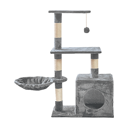 Casa Arranhador Gato 3 Andares sisal Cama Rede popom interativo