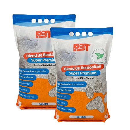 2 UN Bentonita Areia Sanitária Gatos 8kg Biodegradável P3T NATURAL