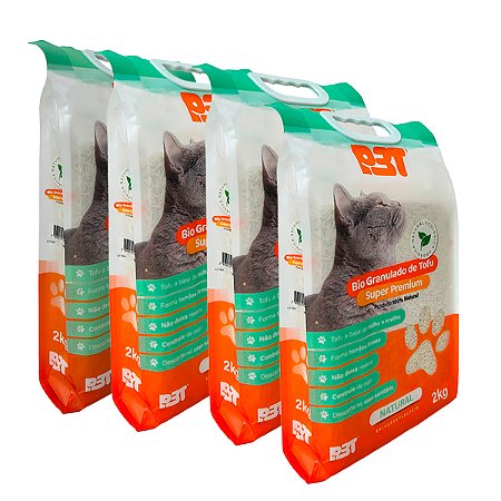 4UN Granulado Biodegradável Tofu Areia Gato 8kg NATURAL P3T