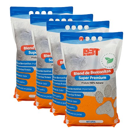 4UN Bentonita Areia Sanitária Gatos 16kg Biodegradável P3T NATURAL