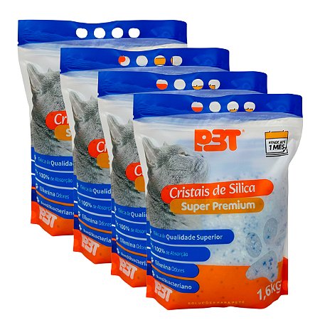 4UN Areia Sanitária de Gato Cristais Sílica GROSSA 6,4kg P3T