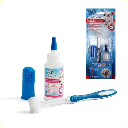 Kit Dental Higiene Bucal Para Cães 1 Gel  1 Escova de Dedo 1 Escova Três Lados
