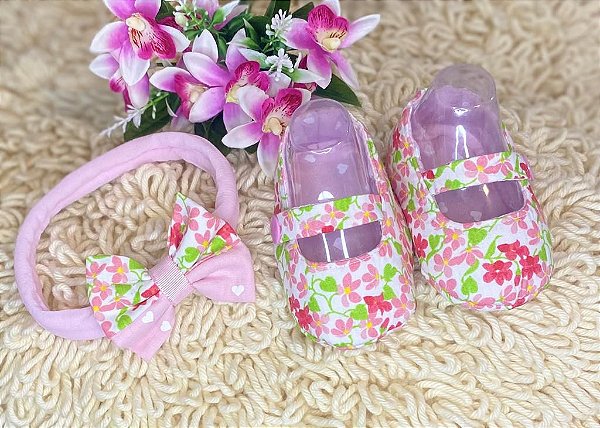 Sapatinho e tiara para bebê nenem recem nascido - All Yours Oficial