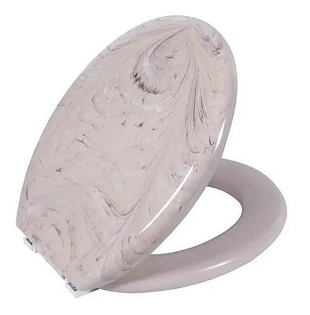 Assento Sanitário Almofadado Oval Tpk Bege Marmorizado Astra