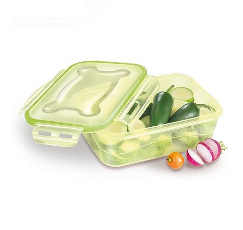 Pote Plástico Hermético Mantimento Retangular 4,5l Verde