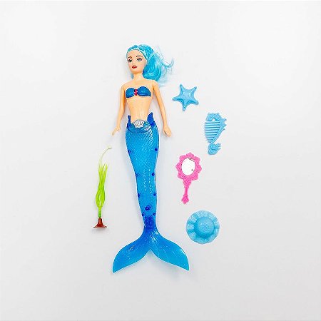 Boneca Sereia Alana com Luz 34cm 5 peças
