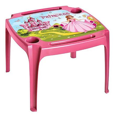 Mesinha Infantil Plástica Com Label Hora Divertida Rosa