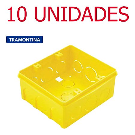 Kit 10 Caixa De Luz Embutir 4x4 Amarela Tramontina Reforçada