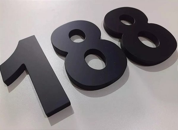 Kit 3 Números Residenciais 10cm Preto 3D Caixa Alta Lubian