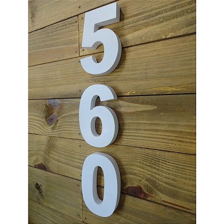 Kit 3 Números Residenciais 10cm Branco 3D Caixa Alta Lubian