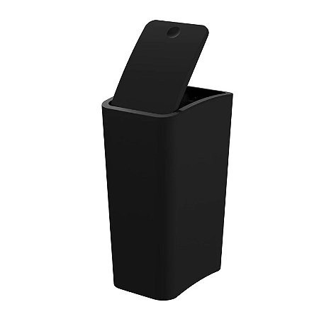 Lixeira Retangular Tampa Click 8 Litros Astra Preta