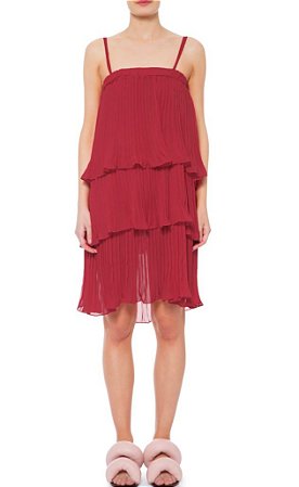 Vestido vermelho plissado Marina Bitu - tam P