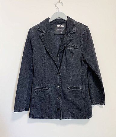 Blazer jeans preto Forum - Tam PP