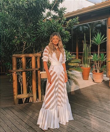 Vestido transparência branco S.Club - tam P