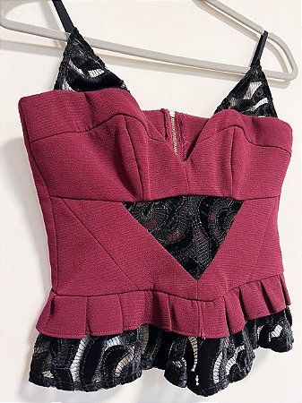 Top marsala com renda Skazi - tam P