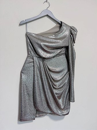 Vestido ombro único metalizado Lia Rabello - tam U