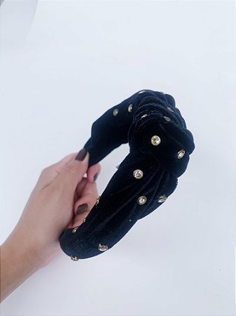 Tiara preta de veludo