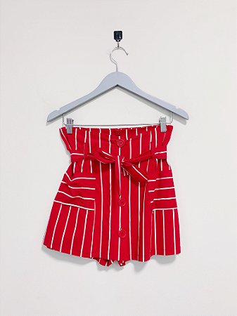 Short saia listras vermelho - tam P