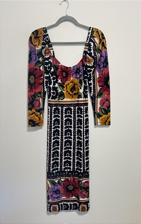Vestido floral canelado FARM - tam M