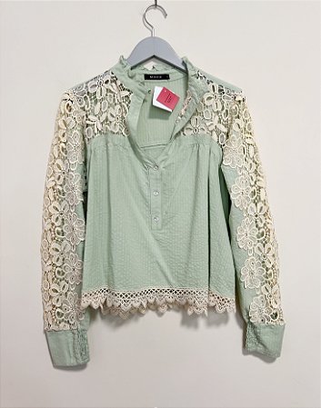 Blusa rendada verde Mixed - tam GG