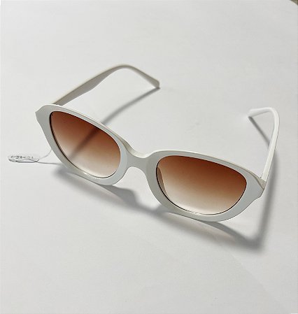 Óculos de sol acetato branco lente marrom